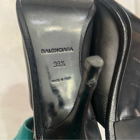 Balenciaga heeled slingback peeptoe mules black leather 38.5 - Picture 5 of 11